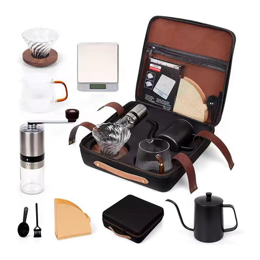 Hand Brew Coffee Gift Set – 4PCS & 8PCS Premium Pour-Over Coffee Suit with Grinder, Dripper, Kettle & Accessories | Portable Barista Kit