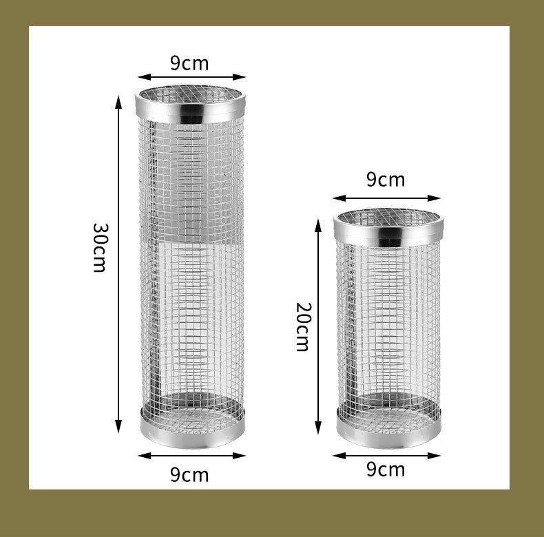 BBQ Cage Round BBQ Barrel Outdoor BBQ Smoked Cage Portable BBQ Stove Rotating Rolling Stainless Steel Cage