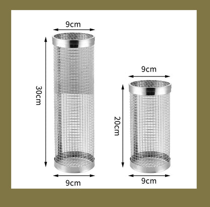 BBQ Cage Round BBQ Barrel Outdoor BBQ Smoked Cage Portable BBQ Stove Rotating Rolling Stainless Steel Cage